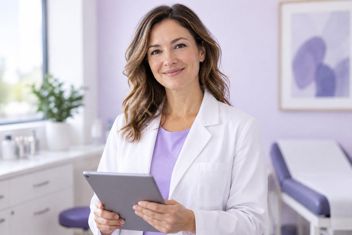 Clinician holding a tablet